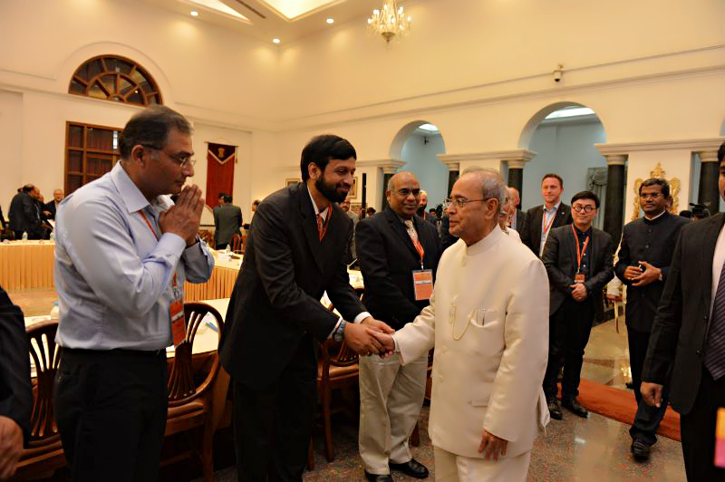 Professor Puneet Tandon with Honourable President of India during festival of Innovation at Rastrapatii-Bhawan New, Delhi, India
